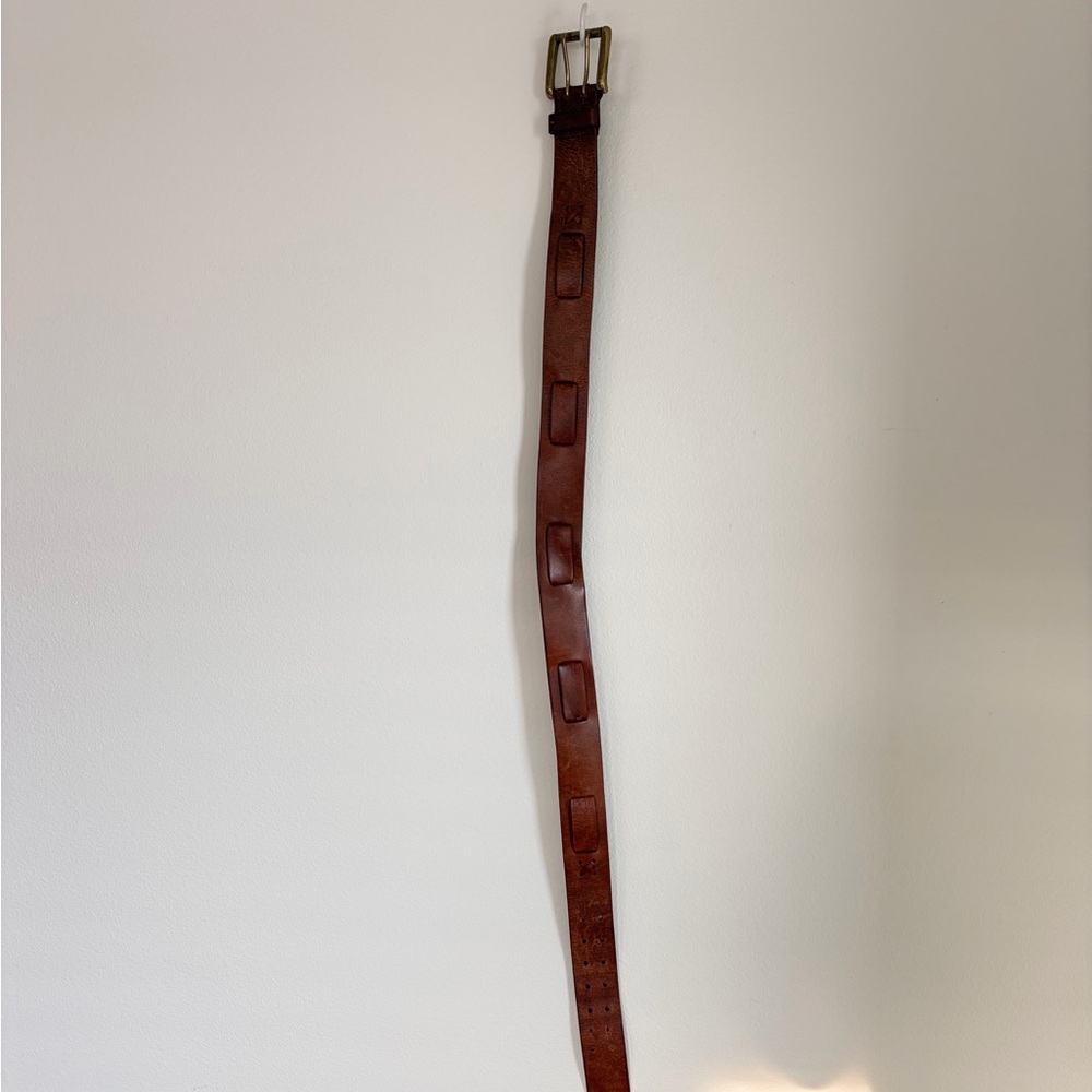 Vintage Ralph Lauren Genuine Brown Leather Belt with Solid Brass Buckle S/M - Picture 10 of 10